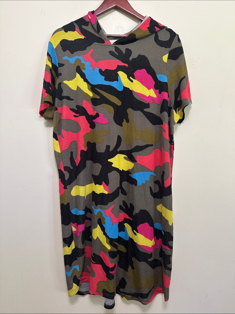 Nicki Minaj Multicolor Camo Midi Dress in Pink, Yellow, Blue, Black